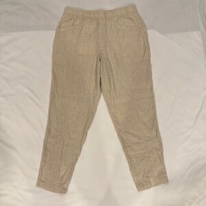 Old Navy Linen Blend Women M Oatmeal Tapered Elastic Waist Summer Beach Chic